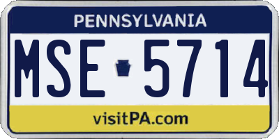 PA license plate MSE5714
