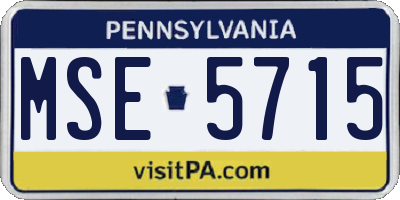 PA license plate MSE5715