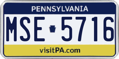 PA license plate MSE5716