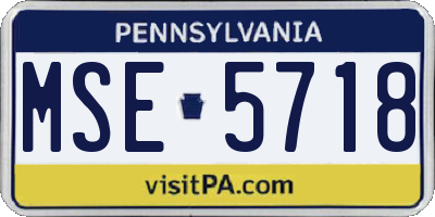 PA license plate MSE5718