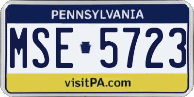PA license plate MSE5723