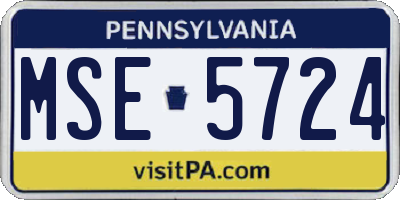 PA license plate MSE5724
