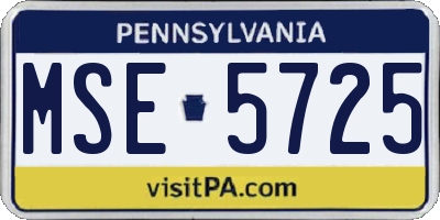 PA license plate MSE5725