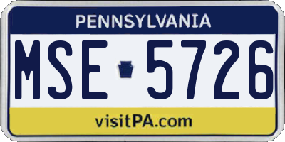 PA license plate MSE5726