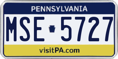 PA license plate MSE5727