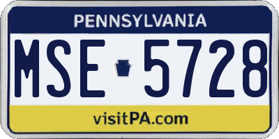 PA license plate MSE5728