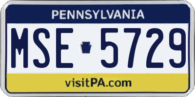 PA license plate MSE5729