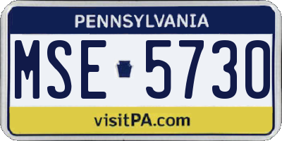 PA license plate MSE5730