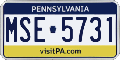 PA license plate MSE5731