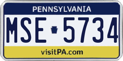 PA license plate MSE5734