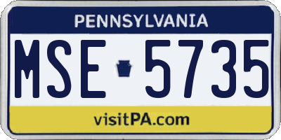 PA license plate MSE5735