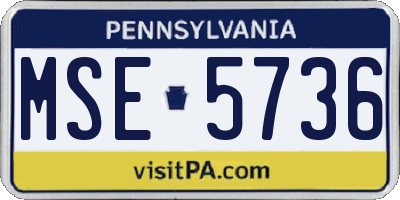 PA license plate MSE5736