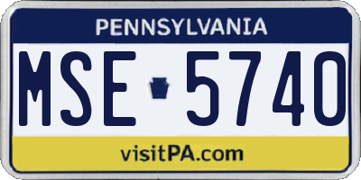 PA license plate MSE5740
