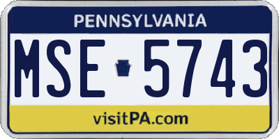 PA license plate MSE5743
