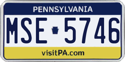 PA license plate MSE5746