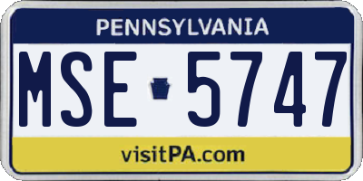 PA license plate MSE5747