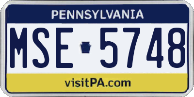 PA license plate MSE5748