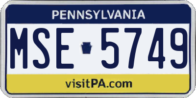 PA license plate MSE5749