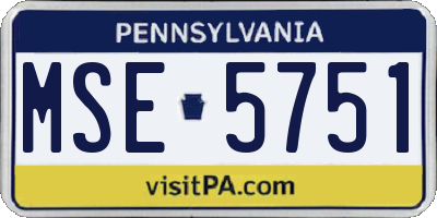 PA license plate MSE5751