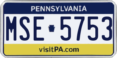 PA license plate MSE5753