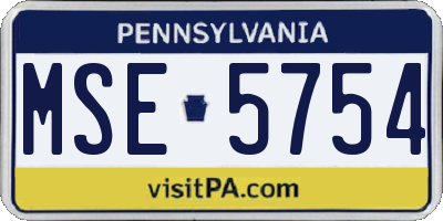 PA license plate MSE5754