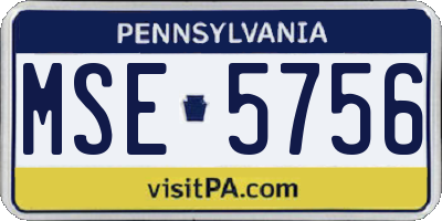 PA license plate MSE5756