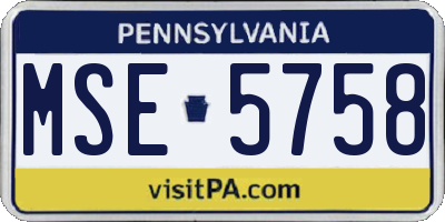 PA license plate MSE5758