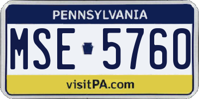 PA license plate MSE5760
