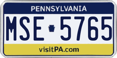PA license plate MSE5765