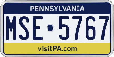 PA license plate MSE5767