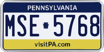 PA license plate MSE5768