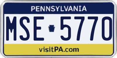 PA license plate MSE5770