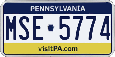 PA license plate MSE5774