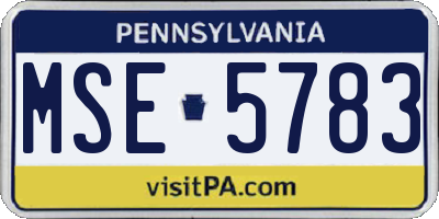 PA license plate MSE5783