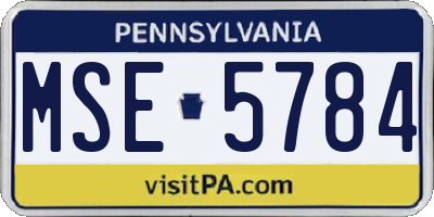 PA license plate MSE5784