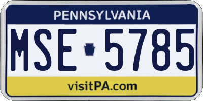 PA license plate MSE5785