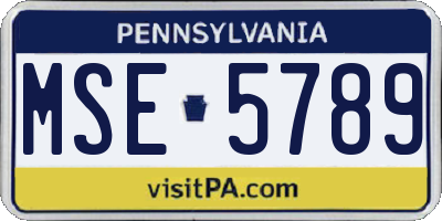 PA license plate MSE5789