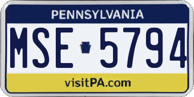 PA license plate MSE5794