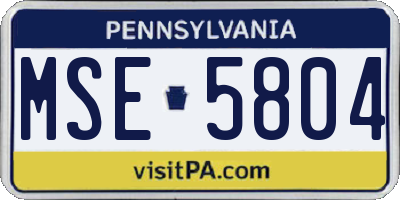 PA license plate MSE5804