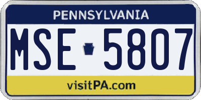 PA license plate MSE5807