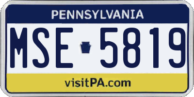 PA license plate MSE5819