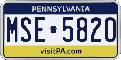 PA license plate MSE5820
