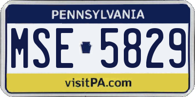 PA license plate MSE5829