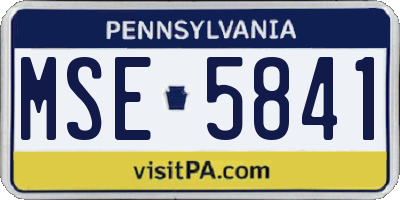 PA license plate MSE5841