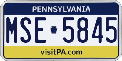 PA license plate MSE5845