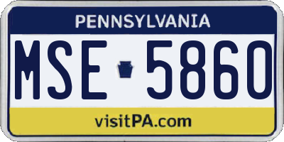 PA license plate MSE5860