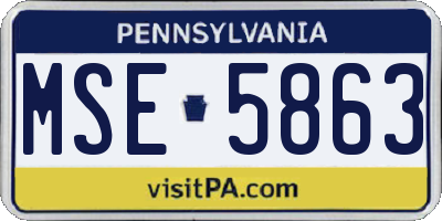 PA license plate MSE5863