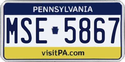 PA license plate MSE5867