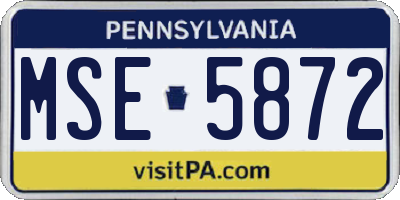 PA license plate MSE5872