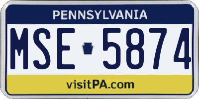 PA license plate MSE5874